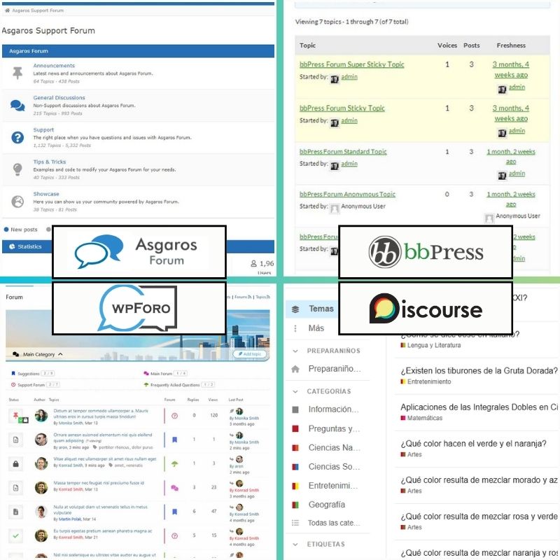 Comparación foros en WordPress